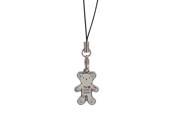 Teddy Bear Cell Phone Charm Strap White w Clear Stones