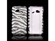 HTC Droid Incredible 4g LTE Bling Hard Plastic Case Snap On Cover black Zebra On Silver Gems