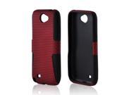 Samsung Galaxy Note 2 Rubberized Hard Plastic Case Snap On Cover Over Silicone Red Mesh On Black