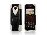 White Silicone On Black Hard Case w Stand for HTC Droid DNA