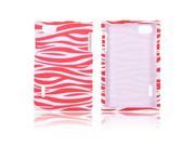 LG Intuition Vs950 Rubberized Hard Plastic Case Snap On Cover Hot Pink White Zebra