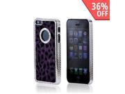 Apple iPhone 5 Faux Fur Hard Case w Bling Purple Black Leopard