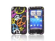 Rainbow Peace Signs Black Hard Plastic Snap On Case Cover For HTC Inspire 4G