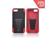 Apple Iphone 5 Hard Plastic Case Snap On Cover Over Silicone W Stand Black Red