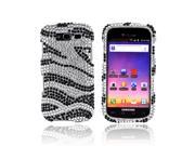 Samsung Galaxy S Blaze 4G Bling Hard Case Silver Zebra on Black Gems