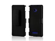 Black Rubberized Hard Case and Holster Combo w Stand Clip for HTC 8X