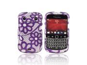 Slim Protective Hard Case for Blackberry Bold 9900 Black Lace Flowers on Silver