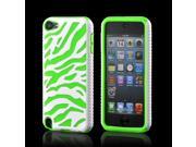 White Neon Green Zebra Hard Shell on Silicone Case for Apple iPod Touch 5