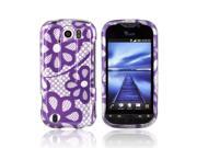 Slim Protective Hard Case for HTC MyTouch 4G Slide Purple Flowers on Silver