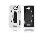 HTC One S Silicone Over Hard Plastic Case Snap On Cover W Stand White Black