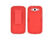 Samsung Galaxy S3 Rubberized Hard Case Holster Combo w Belt Clip Stand Red