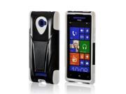 White On Black Silicone Over Hard Plastic Case Snap On Cover W Stand For HTC 8x