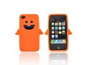 iPhone 4 Case [Orange] Slim Flexible Anti shock Matte Reinforced Silicone Rubber Protective Skin Case Cover for Apple