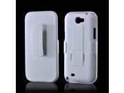 Rubberized White Holster Combo Hard Plastic Case Snap On Cover W Belt Clip Kickstand For Samsung Galaxy Note 2