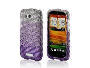 Purple Lavender Waterfall on Silver Gems Bling Hard Case for HTC One VX