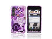 Motorola Droid 3 Case [Dark Purple Retro Flowers] Slim Protective Crystal Glossy Snap on Hard Polycarbonate Plastic