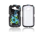 Pantech Burst Case [Turquoise Blue Flowers] Slim Protective Crystal Glossy Snap on Hard Polycarbonate Plastic Case