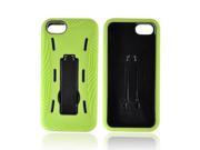 Apple Iphone 5 Silicone Over Plastic Snap On Cover W Stand Neon Green Black
