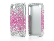 Luxmo Apple iPhone 4 Bling Plastic Case Hot Pink Splash Gems on Silver