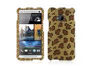 Brown Leopard on Gold Gems Bling Hard Case for HTC One