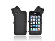 Black 3d Cat Rubbery Feel Silicone Skin Case Cover For Apple Iphone 4s 4