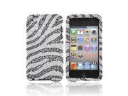 Silver Black Zebra Bling Hard Plastic Snap On Case Cover For Apple iPod Touch 4