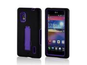 Black Silicone on Purple Hard Case w Kickstand for LG Optimus G AT T