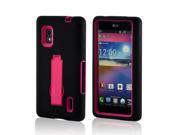 Black Silicone on Hot Pink Hard Case w Kickstand for LG Optimus G AT T