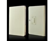 Cream White Faux Leather Case Stand w Magnetic Closure for Samsung Galaxy Tab 2 10.1