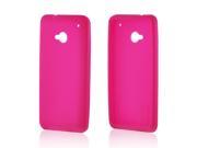 One Case [Hot Pink] Slim Flexible Anti shock Matte Reinforced Silicone Rubber Protective Skin Case Cover for HTC One