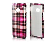 HTC One Case [Hot Pink Plaid Pattern] Slim Protective Crystal Glossy Snap on Hard Polycarbonate Plastic Case Cover