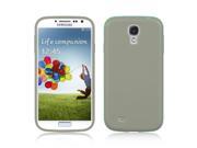 Matte Gray Crystal Silicone Case w Aqua Border for Samsung Galaxy S4