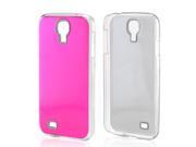 Hot Pink Aluminum Back on Clear Hard Case for Samsung Galaxy S4