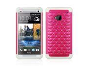 Hot Pink Hard Cover w Bling Over White Silicone for HTC One