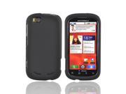 Black Rubberized Hard Plastic Snap On Case Cover For Motorola CLIQ 2