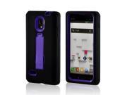 Black on Purple Silicone Over Hard Case w Stand for LG Optimus L9