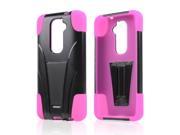 Black Hard Case w Kickstand on Hot Pink Silicone Skin Case for LG G2 AT T T Mobile Sprint