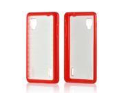 Red Clear Hard Plastic Case Snap On Cover W Gummy Silicone Border For LG Optimus G sprint