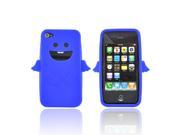iPhone 4 Case [Blue] Slim Flexible Anti shock Matte Reinforced Silicone Rubber Protective Skin Case Cover for Apple
