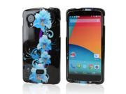 LG Nexus 5 Case [Blue Flowers] Slim Protective Crystal Glossy Snap on Hard Polycarbonate Plastic Case Cover