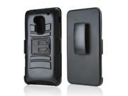 Black Hard Case w Kickstand on Black Silicone Skin Case w Holster for HTC One Max