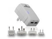 Naztech White N230 International Dual USB AC Charger 3.1A Charge Around the World!