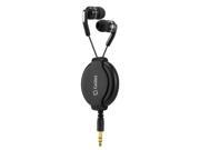 Black Universal Retractable 3.5mm Stereo In Ear Headphones