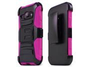Samsung Galaxy J1 Holster Case [HOT PINK] Supreme Protection Hard Plastic Case w Kickstand on Silicone Skin Dual Layer Hybrid Case w Holster Fantastic Prot