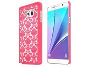 Samsung Galaxy Note 5 Case [Pink Lace] Slim Protective Rubberized Matte Finish Snap on Hard Polycarbonate Plastic Case Cover