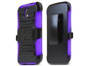 HTC Desire 526 Holster Case [Purple] Supreme Protection Hard Plastic Case w Kickstand on Silicone Skin Dual Layer Hybrid Case w Holster Fantastic Protectio