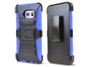 Samsung Galaxy S6 edge Holster Case [Blue] Supreme Protection Plastic on Silicone Dual Layer Hybrid Case
