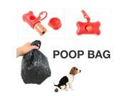 Bone Shape Dog Pooper Scooper Bag Carrier w bags [Red]