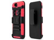 Huawei Google Nexus 6P Holster Case [Red] Supreme Protection Rubberized Matte Hard Plastic Case on Silicone Skin Dual Layer Hybrid Case