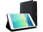Apple iPad Mini 4 Case [Black] Luxury Faux Leather Saffiano Texture Front Flip Cover Diary Wallet Case w Magnetic Flap
